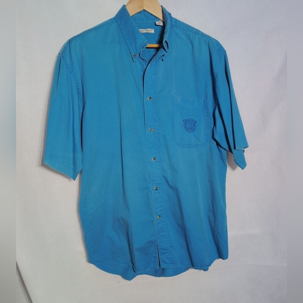 Vintage Bugle Boy Casual Sz L Blue Button Down Shirt